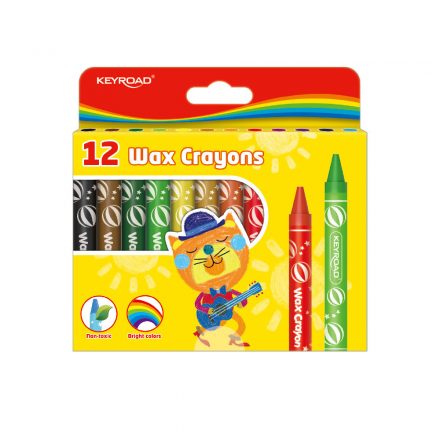 Zsírkréta készlet 11x100mm 12 db/bliszter Keyroad Wax Crayon vegyes színek