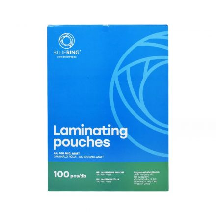 Lamináló fólia A4, 100 micron öntapadó hátlappal 50db/doboz, Bluering®,