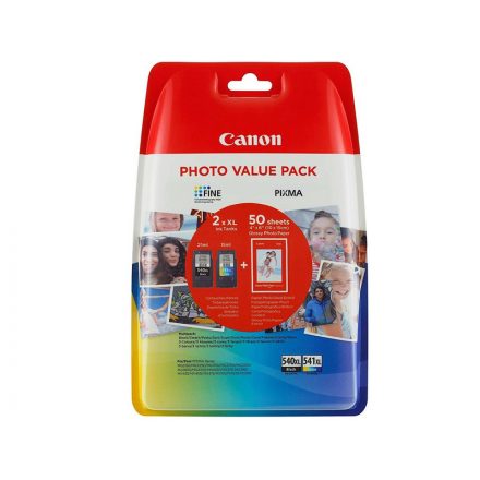 Canon PG-540Lx2 (2x11 ml) + CL-541XL (1x15 ml) + 50 lap GP501 10x15 fényes fotópapír Multipack