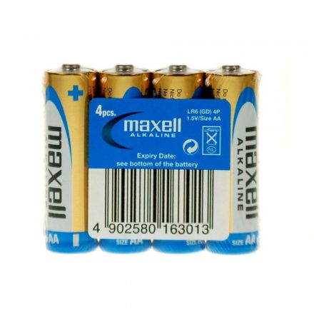 Elem AA ceruza LR6 zsugorfóliás MAXELL alkaline 4 db, CSOMAGOS!!!